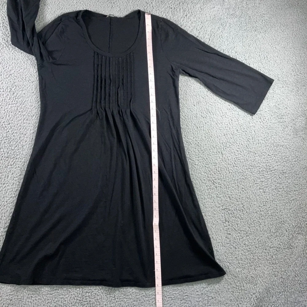 Garnet Hill Maxi Dress Women L Black Lagenlook Boho Babydoll Cotton Modal 3/4‎